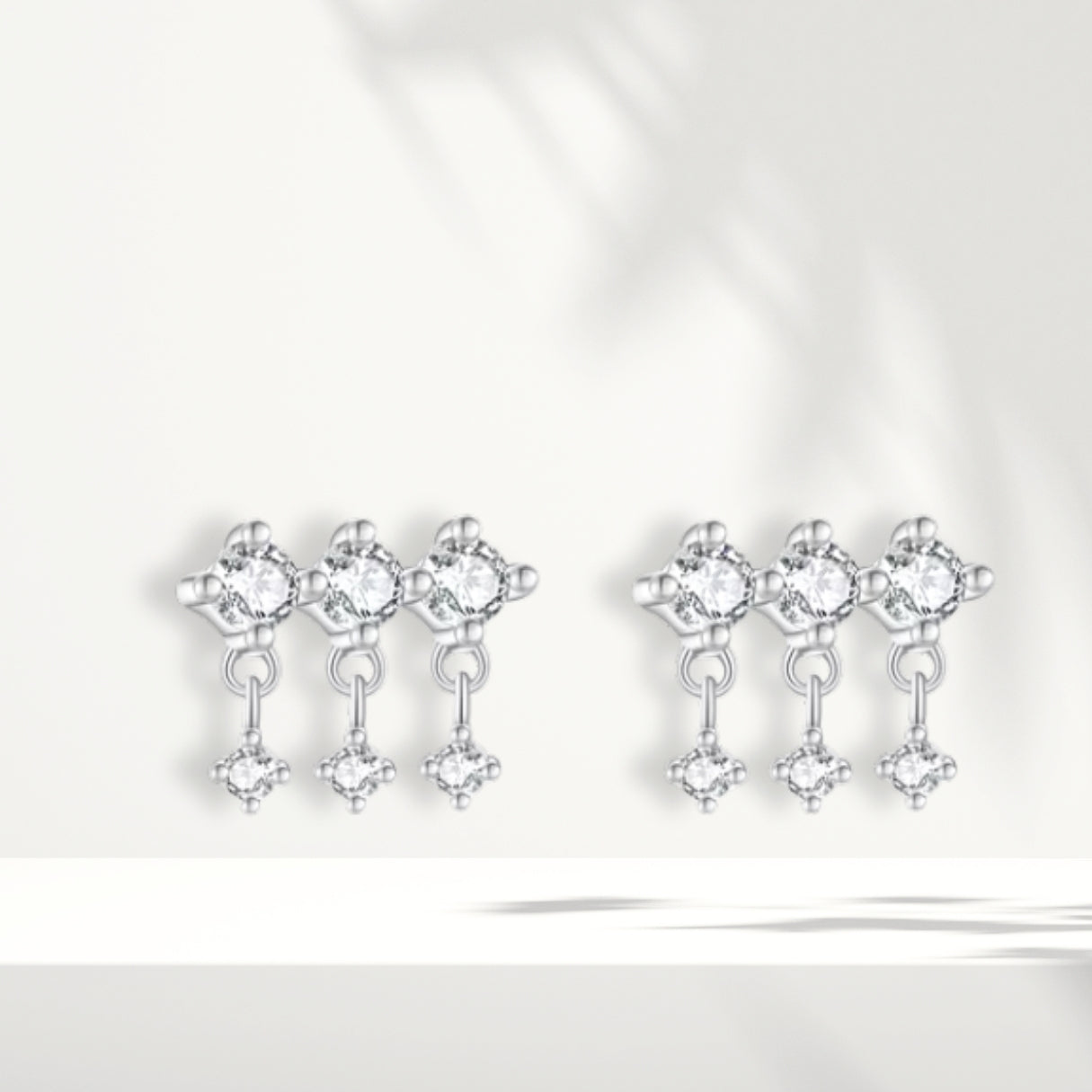 White Silver Earrings