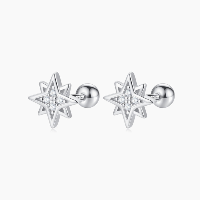 White Silver Earrings