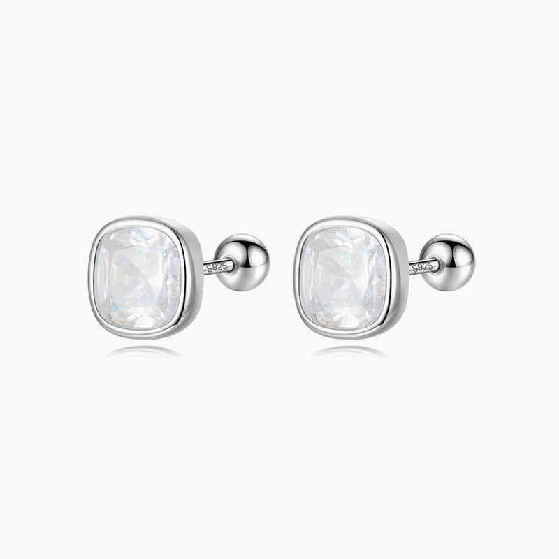 White Silver Earrings